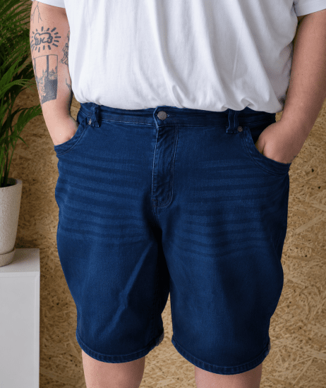 Kam Jeans Pepe Knitted Denim Shorts Random Mid Wash Blue - Šortai - Šortai - W40-W60