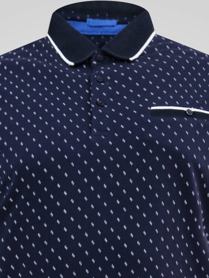 D555 Reid AOP Polo With Jacquard Collar, Pocket And Cuffs Tamsiai mėlyna - Polo marškinėliai - Polo marškinėliai - 2XL-8XL