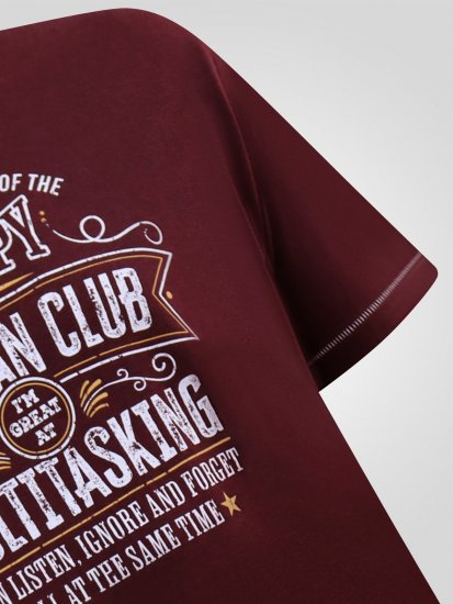 D555 Baldwin Grumpy Old Man Club Print Crew Neck T-shirt Burgundy/ Black Twist - Marškinėliai - Marškinėliai - 2XL-14XL