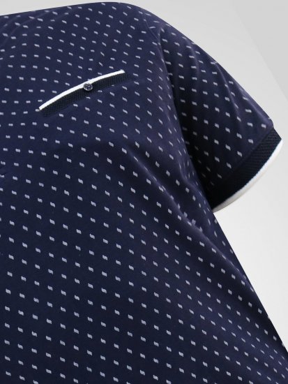 D555 Reid AOP Polo With Jacquard Collar, Pocket And Cuffs Tamsiai mėlyna - Polo marškinėliai - Polo marškinėliai - 2XL-8XL