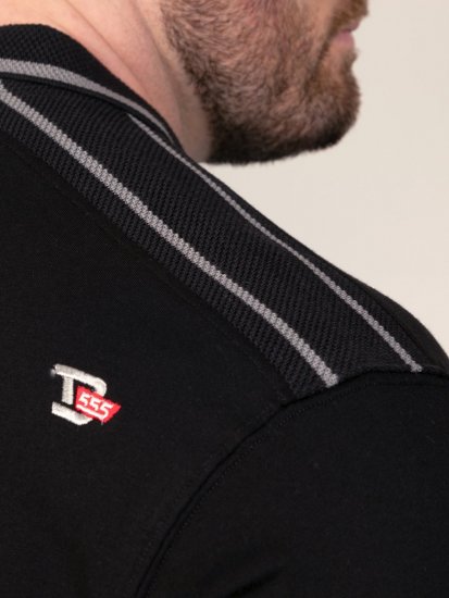 D555 Potts Jersey Polo With Jacquard Collar & Cuffs Juoda - Polo marškinėliai - Polo marškinėliai - 2XL-8XL
