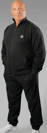 20 Nodi Mistral Tracksuit in Combed Fleece Cotton Black - Treningai - "Didelių dydžių sportiniai kostiumai vyrams "