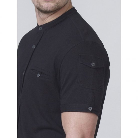 D555 Archer Collarless Shirt Black - Marškiniai - Marškiniai - 2XL-8XL