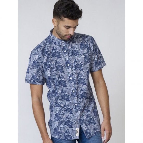 D555 Sheldon Hawaii Shirt Navy - Marškiniai - Marškiniai - 2XL-8XL