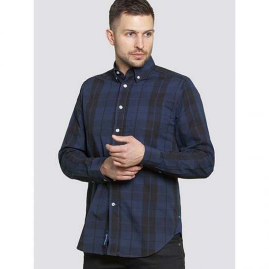 D555 Davenport Long Sleeve Shirt Navy - Marškiniai - Marškiniai - 2XL-8XL