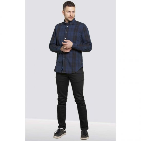 D555 Davenport Long Sleeve Shirt Navy - Marškiniai - Marškiniai - 2XL-8XL