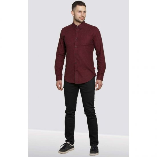 D555 Dawson Textured Shirt Dark Red - Marškiniai - Marškiniai - 2XL-8XL
