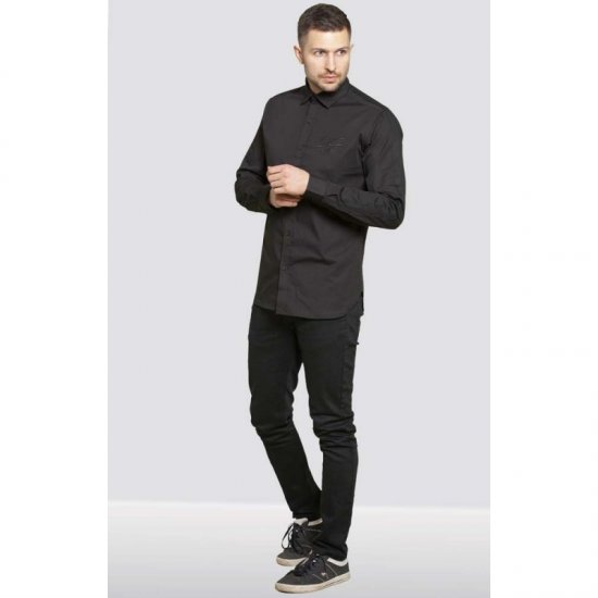 D555 Michael Couture Stretch Shirt Black - Marškiniai - Marškiniai - 2XL-8XL