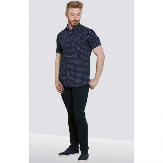 D555 Barrington Short Sleeve Shirt Navy - Marškiniai - Marškiniai - 2XL-8XL