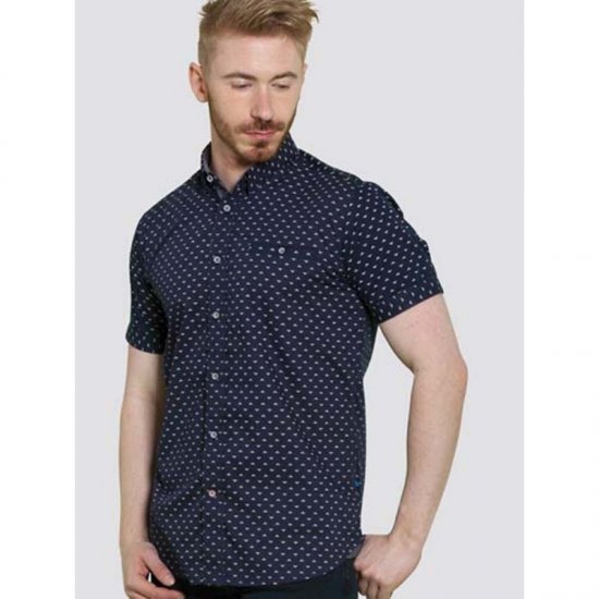 D555 Barrington Short Sleeve Shirt Navy - Marškiniai - Marškiniai - 2XL-8XL