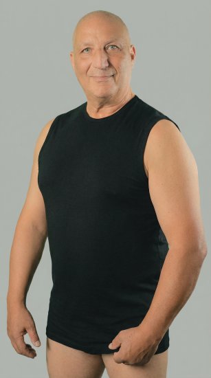 20 Nodi 1004 Sleeveless Crew Neck Shirt in Combed Cotton Jersey Black - Apatiniai marškiniai - 