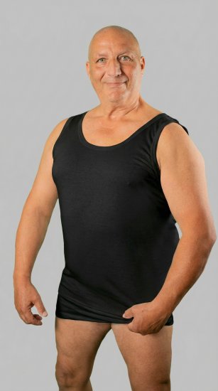 20 Nodi Crew Neck Tank Top in Combed Cotton Jersey Black - Apatinis trikotažas ir plaukimo apranga - Apatinis trikotažas - 2XL-8XL