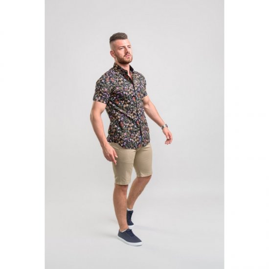 D555 Emmet Floral Shirt Black - Marškiniai - Marškiniai - 2XL-8XL
