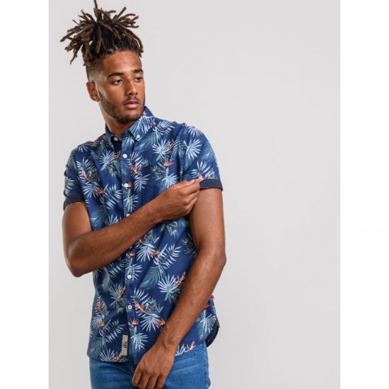D555 Reuben Hawaii Shirt Navy - Marškiniai - Marškiniai - 2XL-8XL