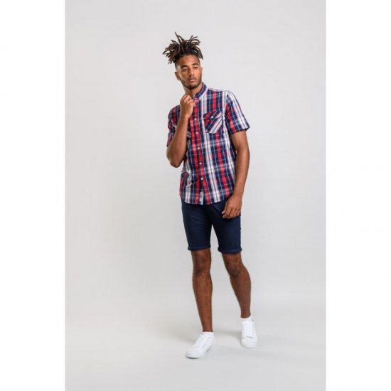 D555 Terell Shirt Navy/Red - Marškiniai - Marškiniai - 2XL-8XL