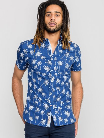 D555 BURLEY Palm Tree Print Shirt - Marškiniai - Marškiniai - 2XL-8XL