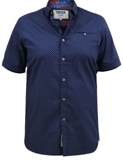 D555 Telford S/S Micro Ao Print Shirt Navy - Marškiniai - Marškiniai - 2XL-8XL