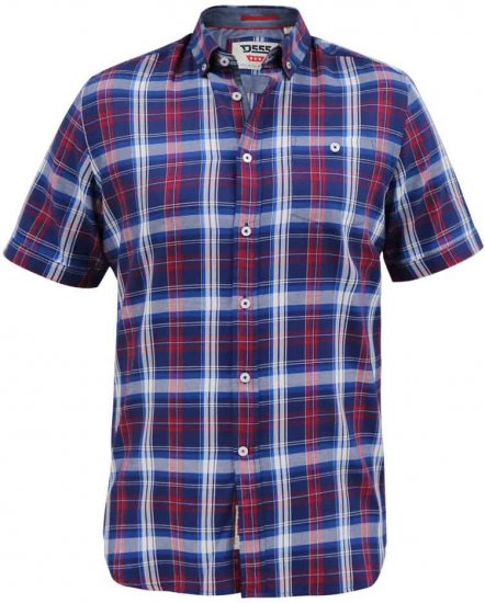 D555 Portland Check Button Down Collar S/S Shirt - Marškiniai - Marškiniai - 2XL-8XL