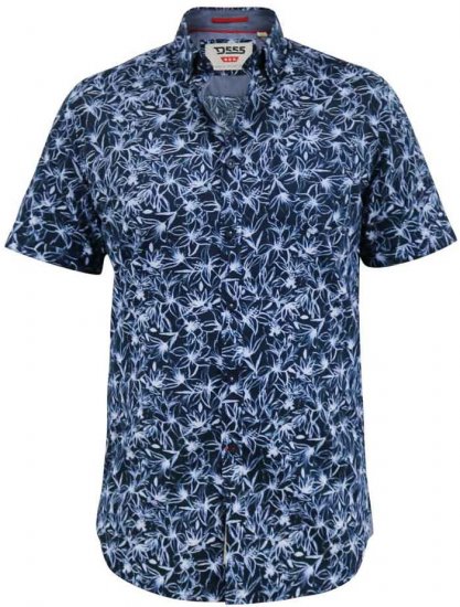 D555 Padbury Floral Ao Printed S/S Shirt Navy - Marškiniai - Marškiniai - 2XL-8XL