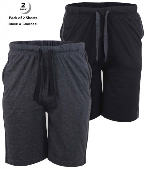 D555 Ryan Jersey Shorts 2-pack Black/Charcoal - Laisvalaikio kelnės ir šortai - Laisvalaikio Kelnės ir Šortai - 2XL-12XL