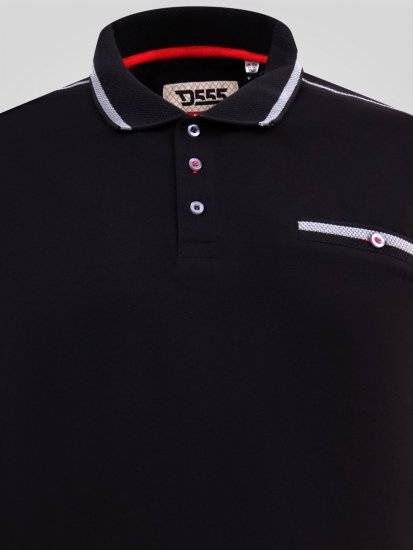 D555 Potts Jersey Polo With Jacquard Collar & Cuffs Juoda - Polo marškinėliai - Polo marškinėliai - 2XL-8XL