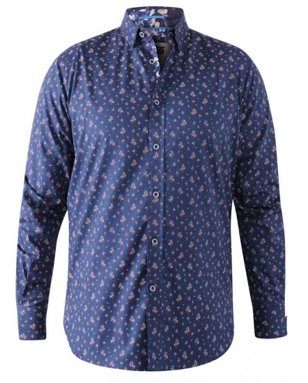 D555 Edmund AOP Shirt Navy - Marškiniai - Marškiniai - 2XL-8XL