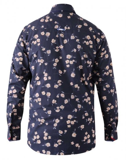 D555 Rooksey Floral Print Shirt Navy - Marškiniai - Marškiniai - 2XL-8XL