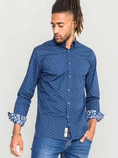 D555 Chilton LS Shirt Navy - Marškiniai - Marškiniai - 2XL-8XL