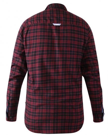 D555 Holton Dark Red Checked Flannel Shirt - Marškiniai - Marškiniai - 2XL-8XL