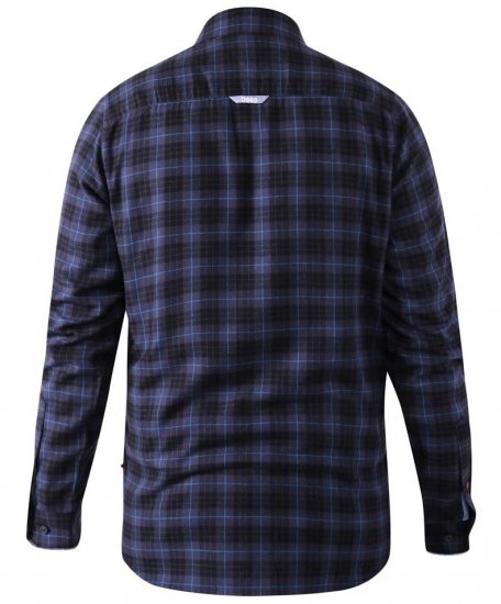 D555 Dovercourt Flannel Check Shirt Blue and Black - Marškiniai - Marškiniai - 2XL-8XL