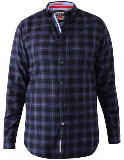 D555 Dovercourt Flannel Check Shirt Blue and Black - Marškiniai - Marškiniai - 2XL-8XL