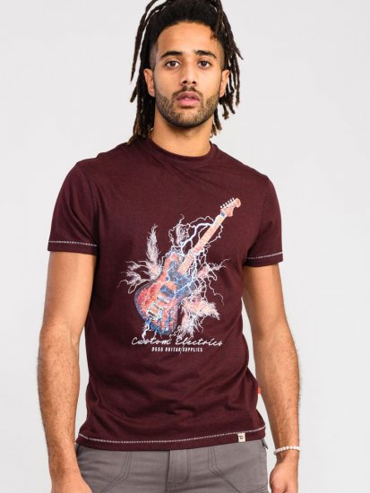 D555 Redbourn Lightning Bolt Guitar Printed T-Shirt - Marškinėliai - Marškinėliai - 2XL-14XL