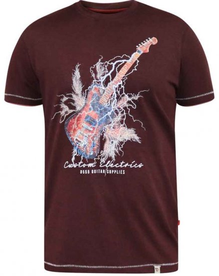 D555 Redbourn Lightning Bolt Guitar Printed T-Shirt - Marškinėliai - Marškinėliai - 2XL-14XL
