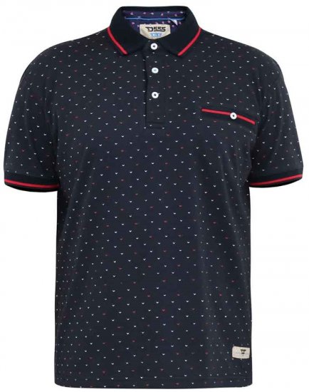 D555 Ashwell Ao Printed Polo Shirt Dark Navy - Polo marškinėliai - Polo marškinėliai - 2XL-8XL