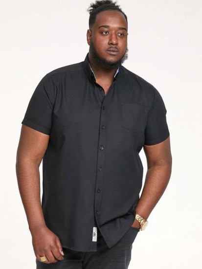 D555 James Short Sleeve Oxford Shirt Black - Marškiniai - Marškiniai - 2XL-8XL