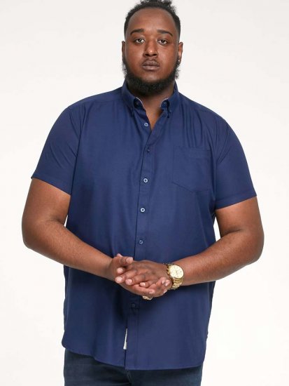 D555 James Short Sleeve Oxford Shirt Navy - Marškiniai - Marškiniai - 2XL-8XL
