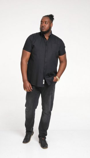 D555 James Short Sleeve Oxford Shirt Black - Marškiniai - Marškiniai - 2XL-8XL