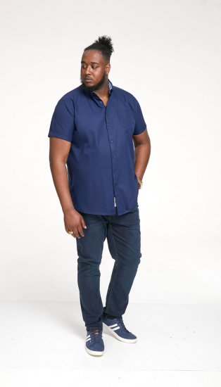 D555 James Short Sleeve Oxford Shirt Navy - Marškiniai - Marškiniai - 2XL-8XL