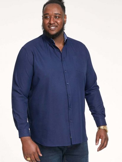 D555 Richard Long Sleeve Oxford Shirt Navy - Marškiniai - Marškiniai - 2XL-8XL