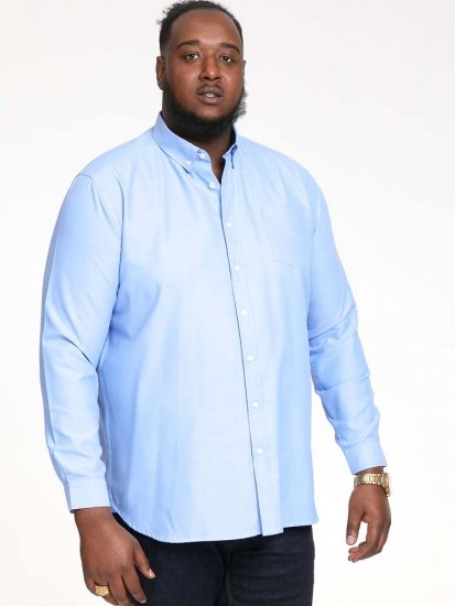 D555 Richard Long Sleeve Oxford Shirt Sky Blue - Marškiniai - Marškiniai - 2XL-8XL