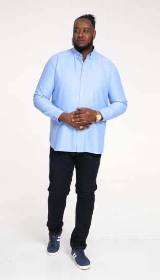 D555 Richard Long Sleeve Oxford Shirt Sky Blue - Marškiniai - Marškiniai - 2XL-8XL
