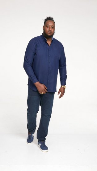 D555 Richard Long Sleeve Oxford Shirt Navy - Marškiniai - Marškiniai - 2XL-8XL
