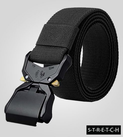 D555 Dale Tactical Stretch Webbing Belt with Heavy Duty Quick Release Buckle Black - Diržai - Didelių dydžių diržai - W40-W70/2XL-8XL