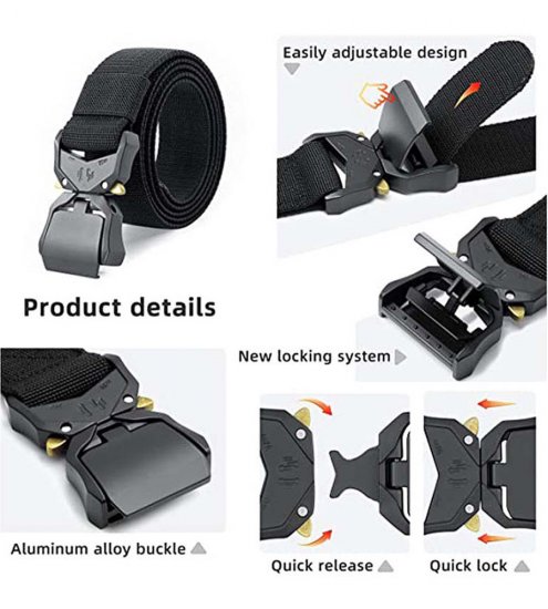 D555 Dale Tactical Stretch Webbing Belt with Heavy Duty Quick Release Buckle Black - Diržai - Didelių dydžių diržai - W40-W70/2XL-8XL