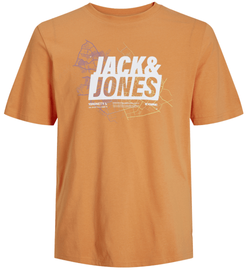 Jack & Jones JCOMAP LOGO T-Shirt Tangerine - Marškinėliai - Marškinėliai - 2XL-14XL