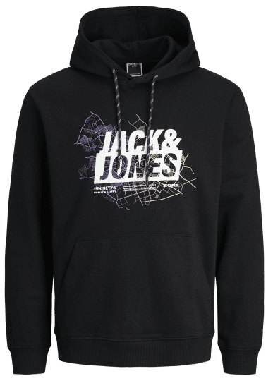Jack & Jones JCOMAP LOGO SWEAT Hoodie Black - Megztiniai ir džemperiai - Megztiniai ir Džemperiai - 2XL-14XL