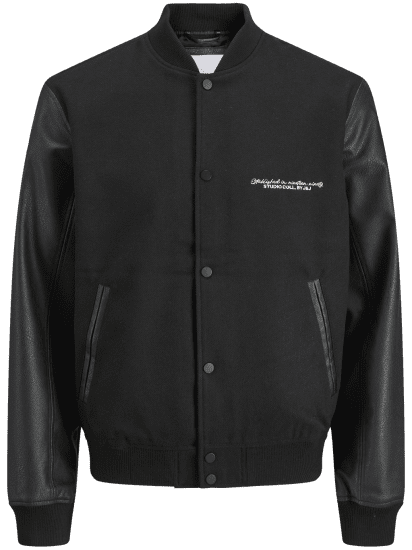Jack & Jones Ross College Baseball Bomber Jacket Black - Didelės vyriškos striukės - Didelės vyriškos striukės