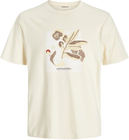 Jack & Jones Almeria Front Print Crew Neck T-Shirt Antique White - Marškinėliai - Marškinėliai - 2XL-14XL