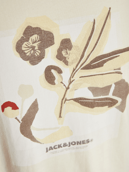 Jack & Jones Almeria Front Print Crew Neck T-Shirt Antique White - Marškinėliai - Marškinėliai - 2XL-14XL