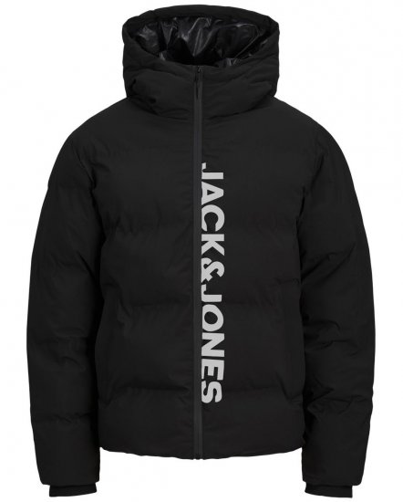 Jack & Jones Kaito Puffer Jacket Black With Print - Didelės vyriškos striukės - Didelės vyriškos striukės